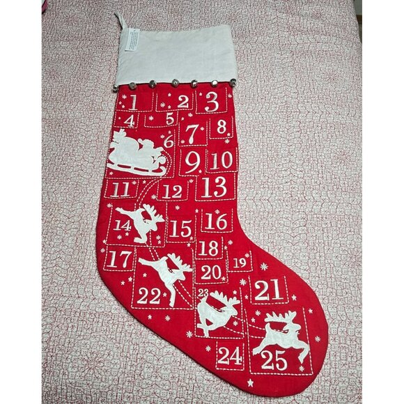 Balson Hill Jumbo Stocking Countdown to Christmas  Wall Hanging 30" advent 24 da - Picture 6 of 7